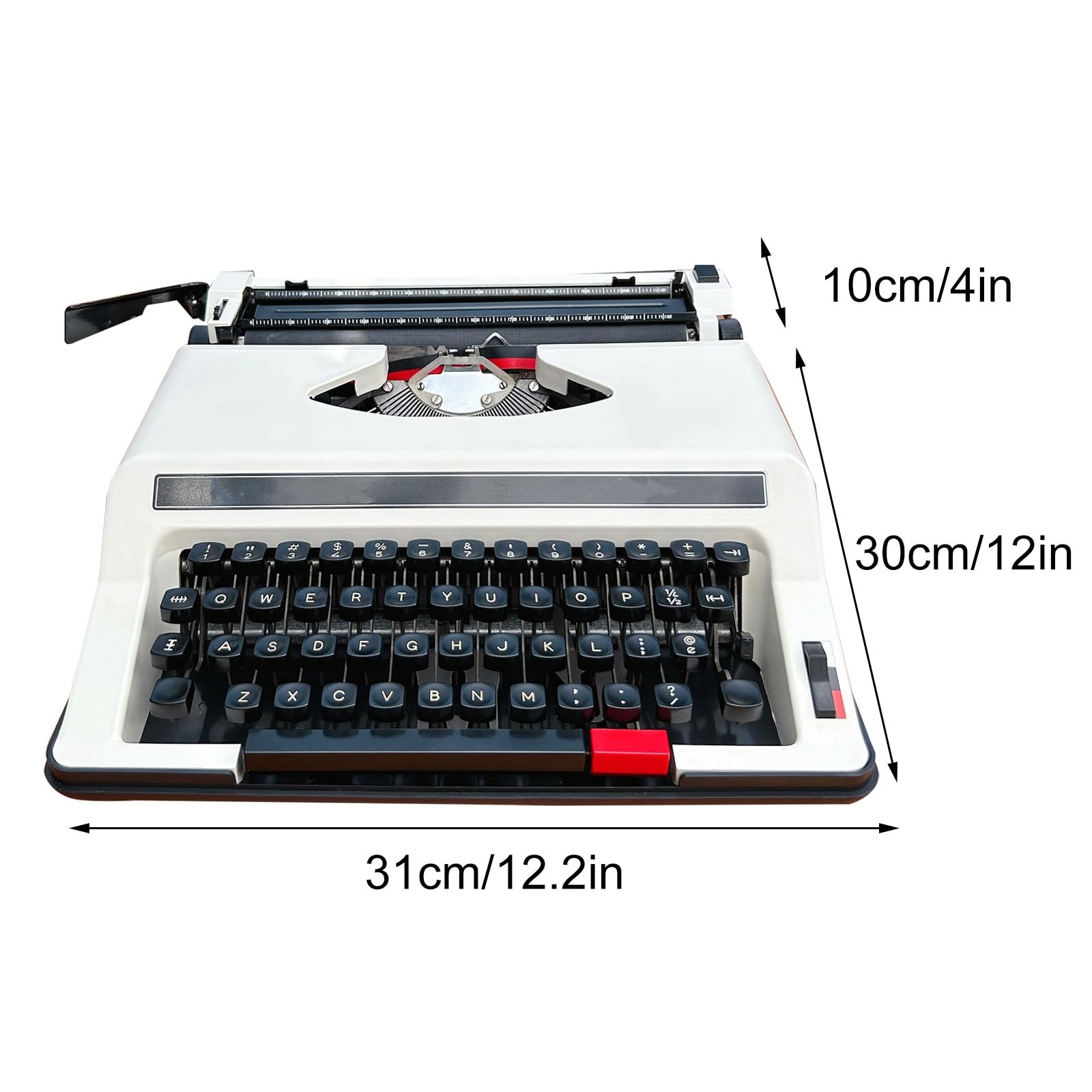 White English Typewriter, Old-Fashioned Traditional Portable Manual Typewriter for Notes Or Letters Or Creative Writing Writers Literary Gift