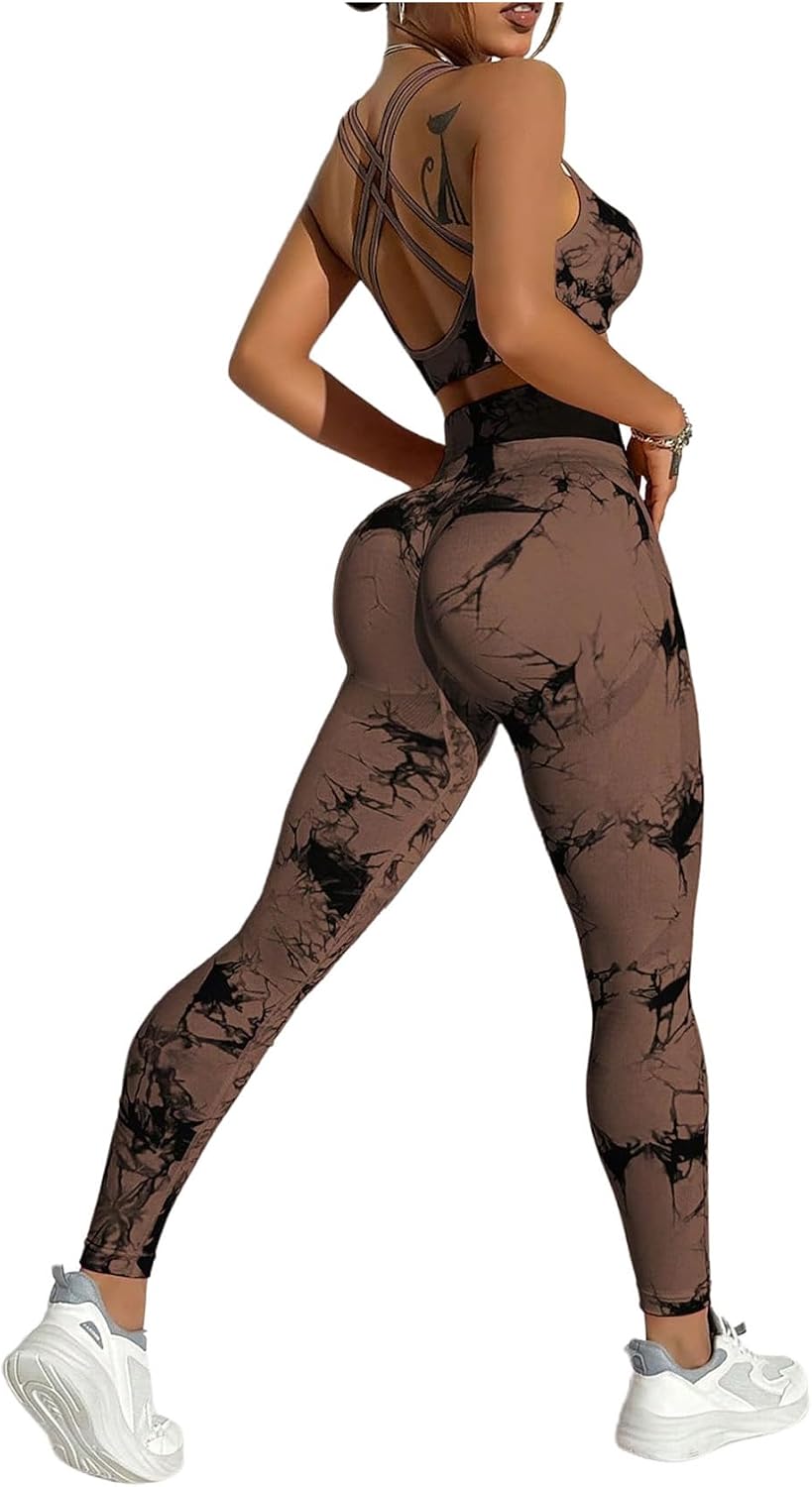 SHENHE Women's Seamless Workout Set 2 Piece Tummy Control Butt Lifting Leggings and Sports Bra Set