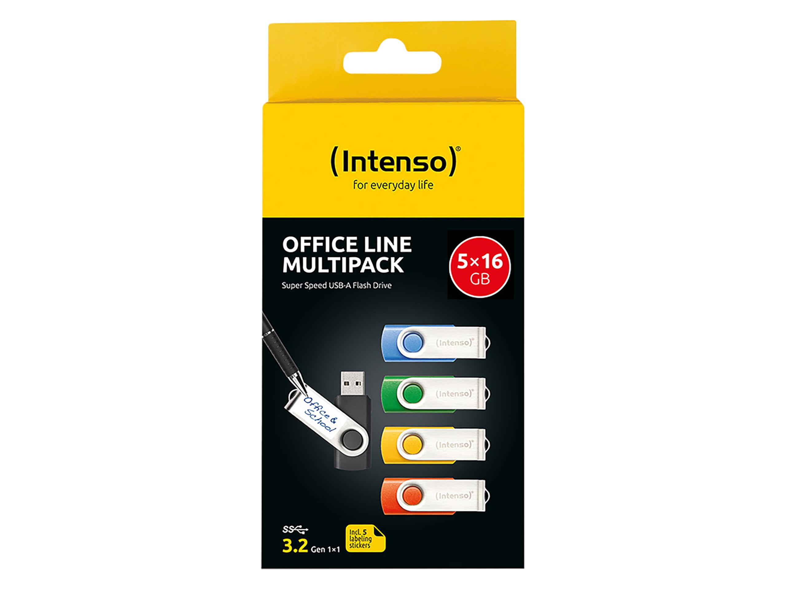 Intenso Office Line Multipack Clé USB USB 3.2 5x16 Go – jusqu'à 70 Mo/s