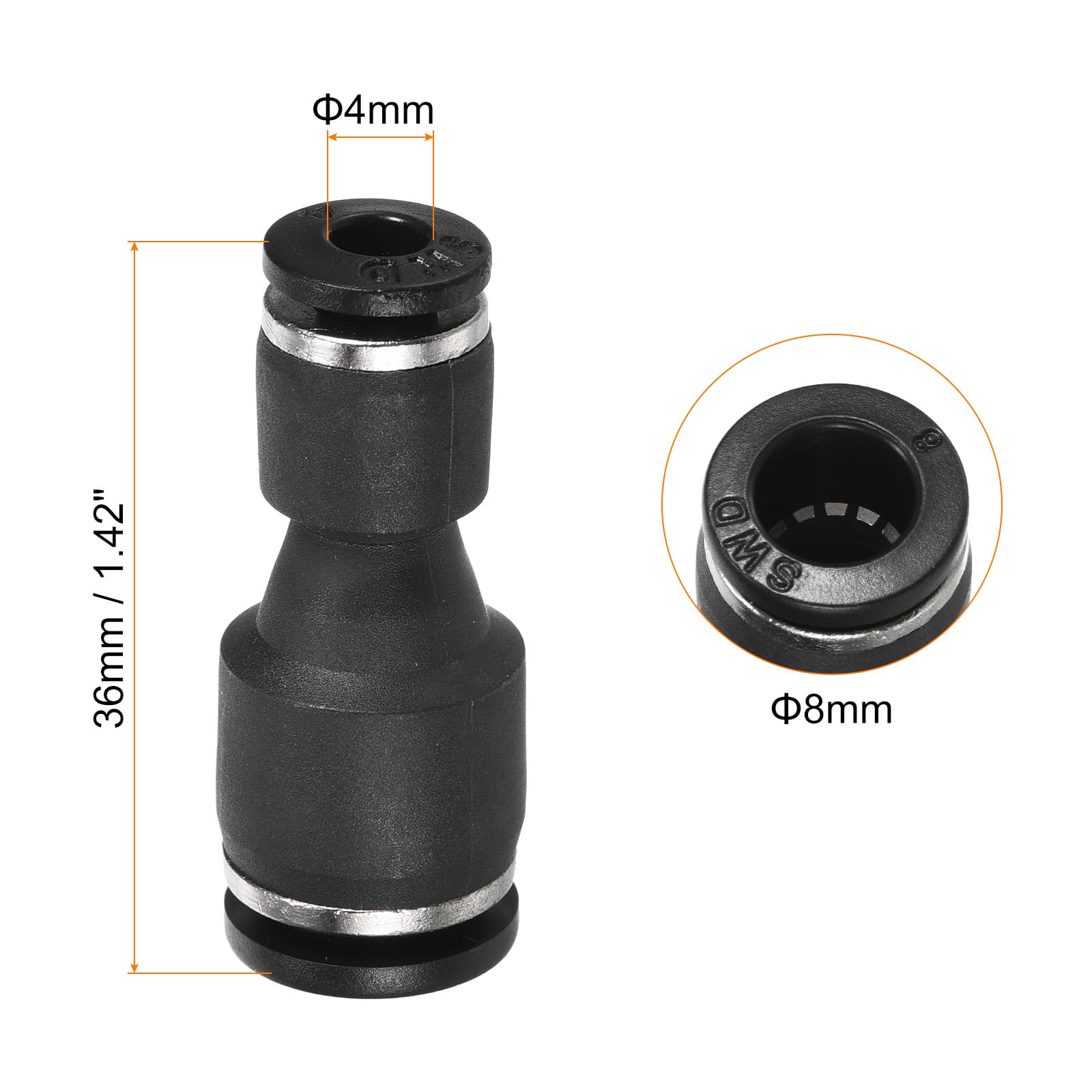 2 Raccordi Riduttori In Ottone &ndash; Da 8 Mm A 4 Mm, Dritto, Per Tubi Flessibili, Connessioni Aria E Acqua