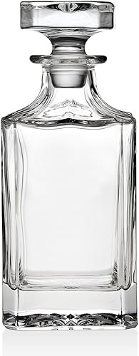 Godinger Clarion - Decantador de whisky cuadrado con tapón de vidrio para vino, bourbon, brandy, licor, jugo, 25 onzas, perfecto para grabar disponible en Yaxa Costa Rica