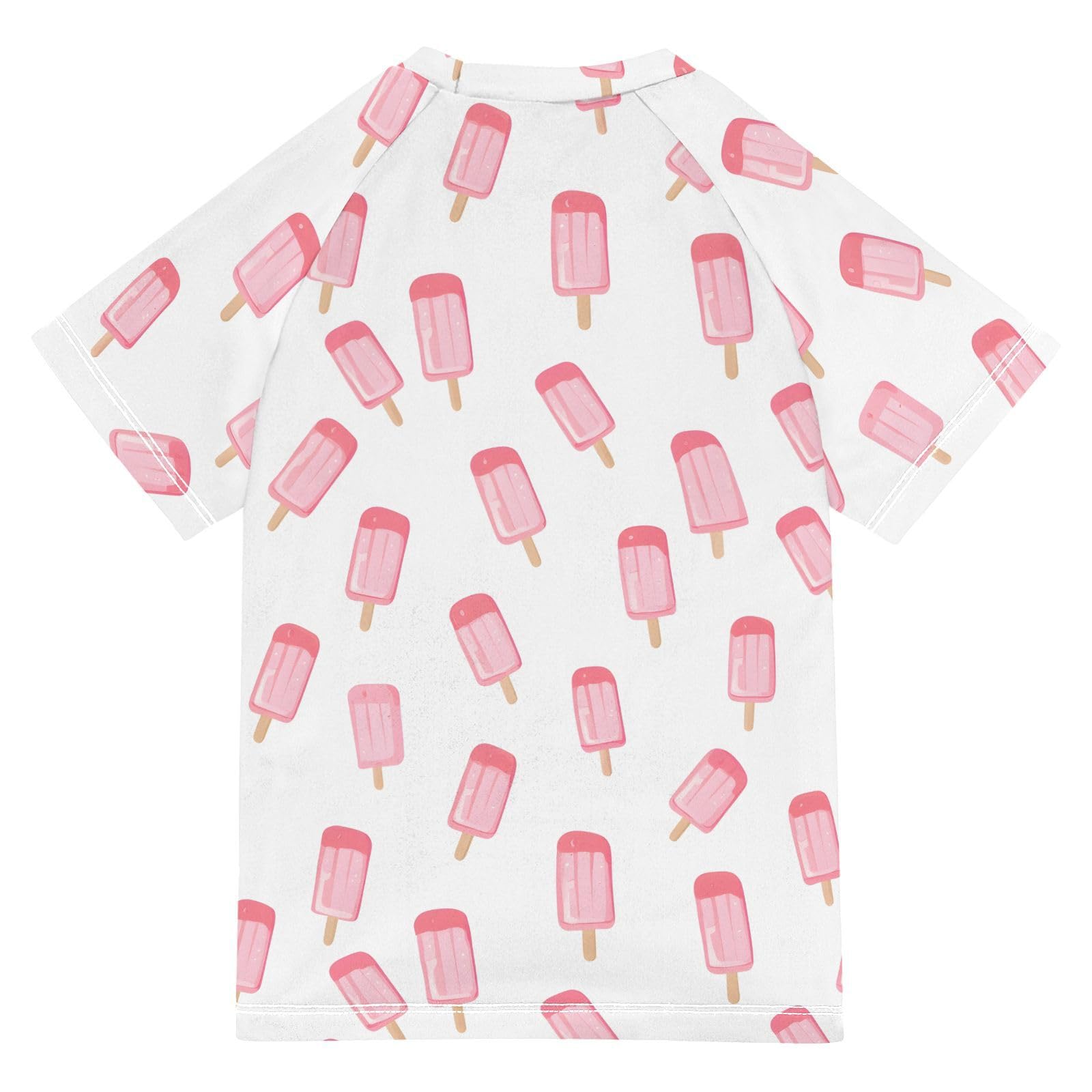 ALAZA Kids Rash Guard Boys Toddler Swim Shirts Short Sleeve Ice Pop Ice Lolly UPF 50+ 3T