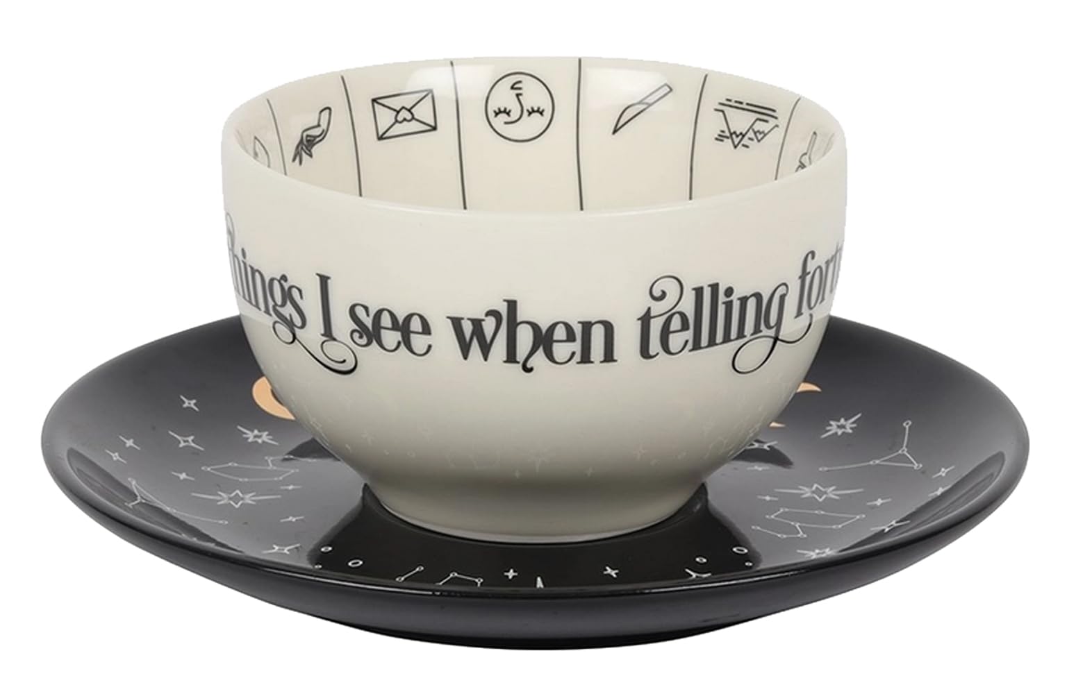 Teetasse Wahrsagerei Astrologie zum Teeblätter lesen mit Anleitung - Keramik Tee Tasse Hexe, Halloween, Tee Becher