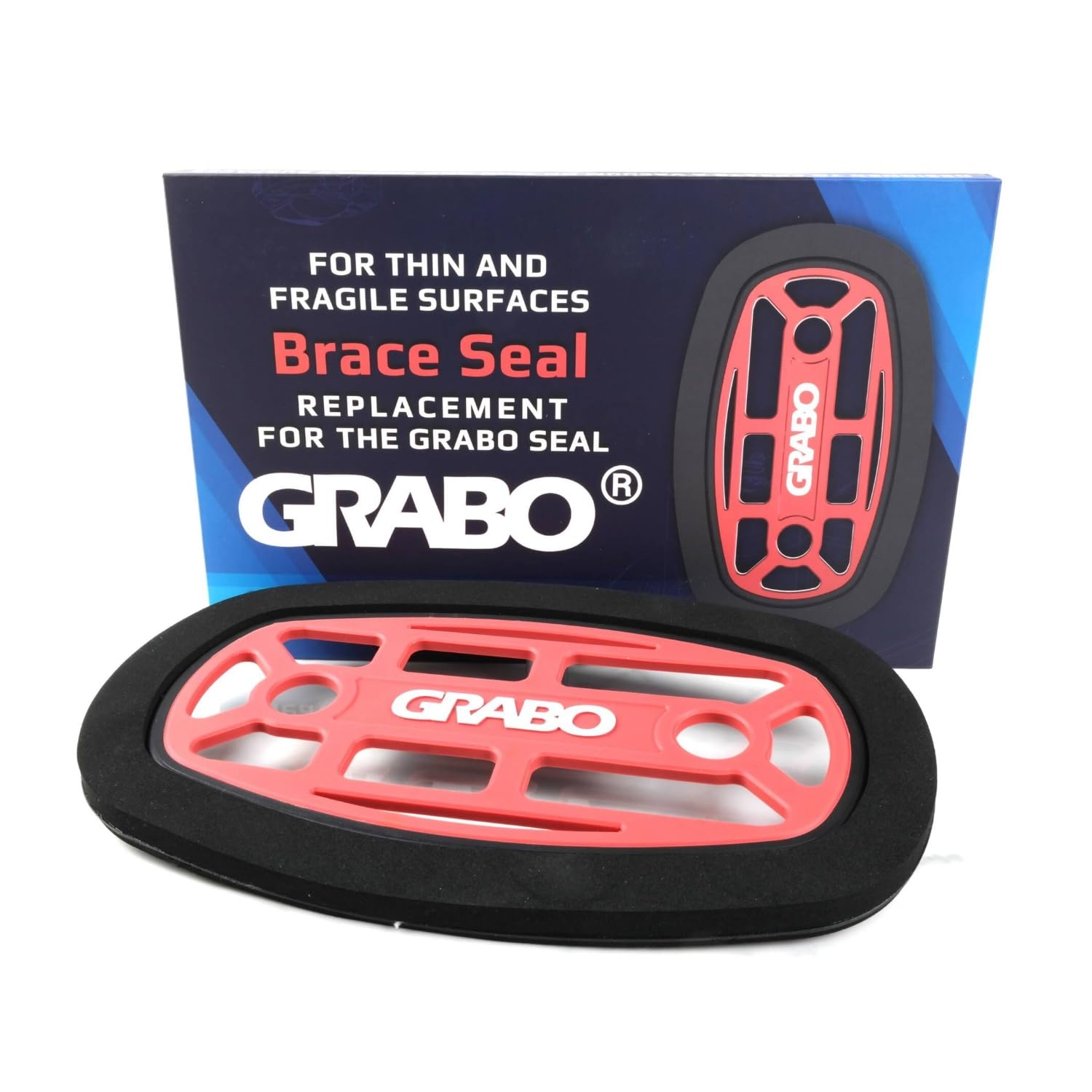 Grabo Red Brace Seal, Ideal For Glass Under 6Mm And Other Fragile Surfaces, Full Silicone Footprint For Firm And Even Grip, Protective Brace Design, Compatible With All Models, Easy To Install