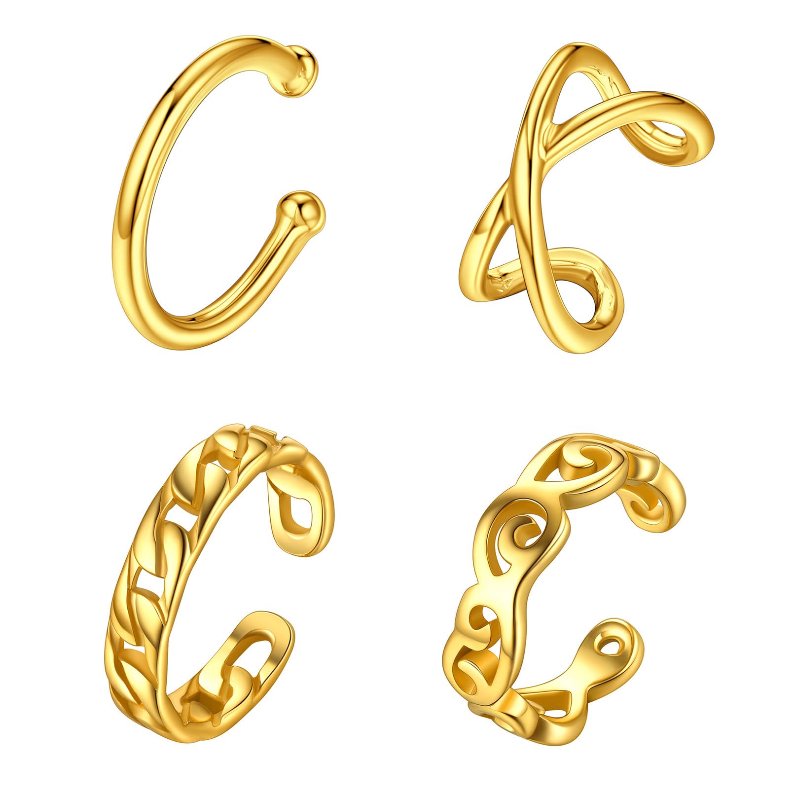 ChicSilver Pendientes Falsos Mujeres Plata de Ley 925 Clips para Orejas Set Ear Cuff Pendientes sin Perforación para Cartílago Regalo Madres Parejas