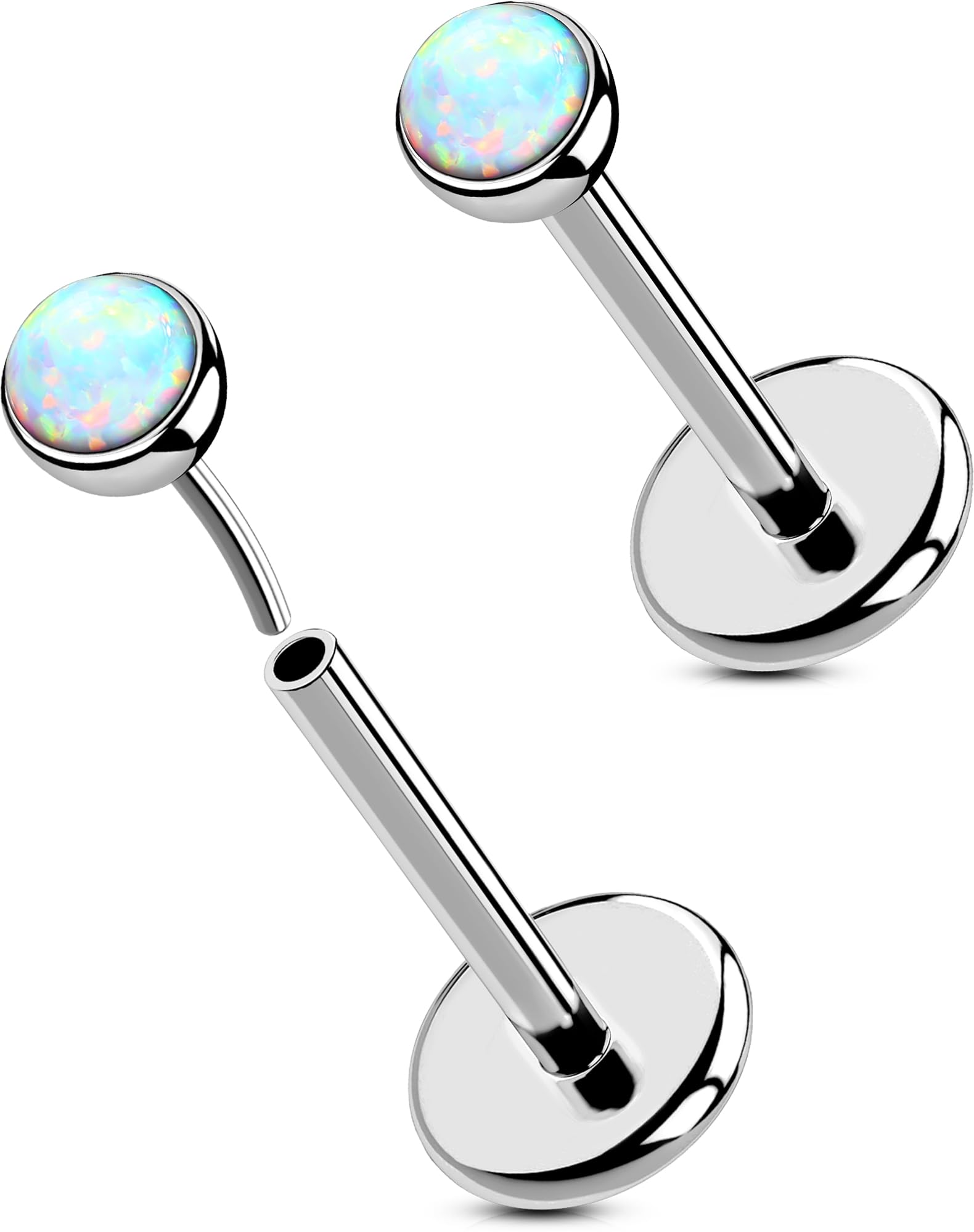 OUFER 2PCS 16G/20G Nose Lip Studs, G23 Solid Titanium Threadless Push in Nose Nostril Lip Labret Medusa Monroe Helix Cartilage Tragus Conch Lobe Piercing Jewelry for Women Men