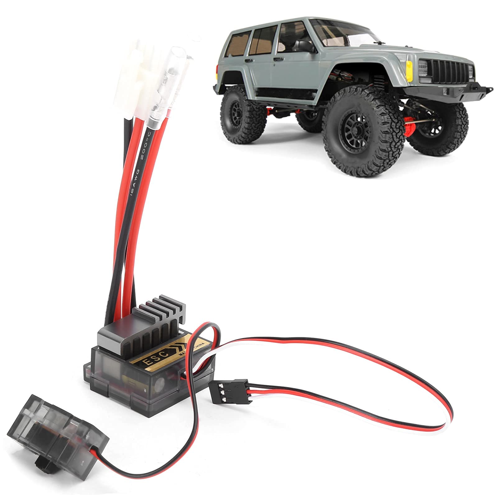 Lybunair 320A Contrôleur de Vitesse électronique ESC avec Ventilateurs, 7,2V – 16V ESC Brossé Bidirectionnel, ESC Brossé Haute Tension, ESC Brushed Régulateur pour Les Véhicules RC