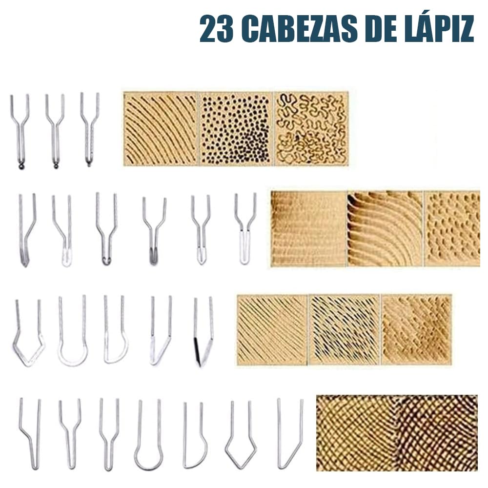 XIIW Kit de Pirograbador de Madera Con Doble Bolígrafo 100W, 23 Puntas, 0-750°C Temperatura Ajustable, Herramienta Profesional Para Grabar en Madera, Cuero y Corcho, DIY y Artesanía
