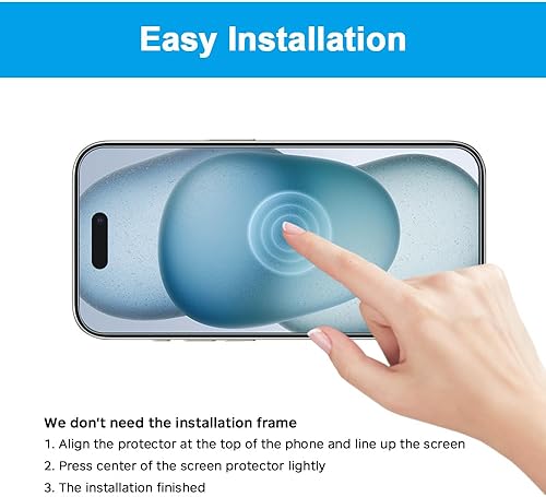 Miniatura 7 de Protector de pantalla para iPhone 15 ProiPhone 15, bloqueo de luz azul, vidrio templado de dureza 9H antiluz azul, paquete de 2