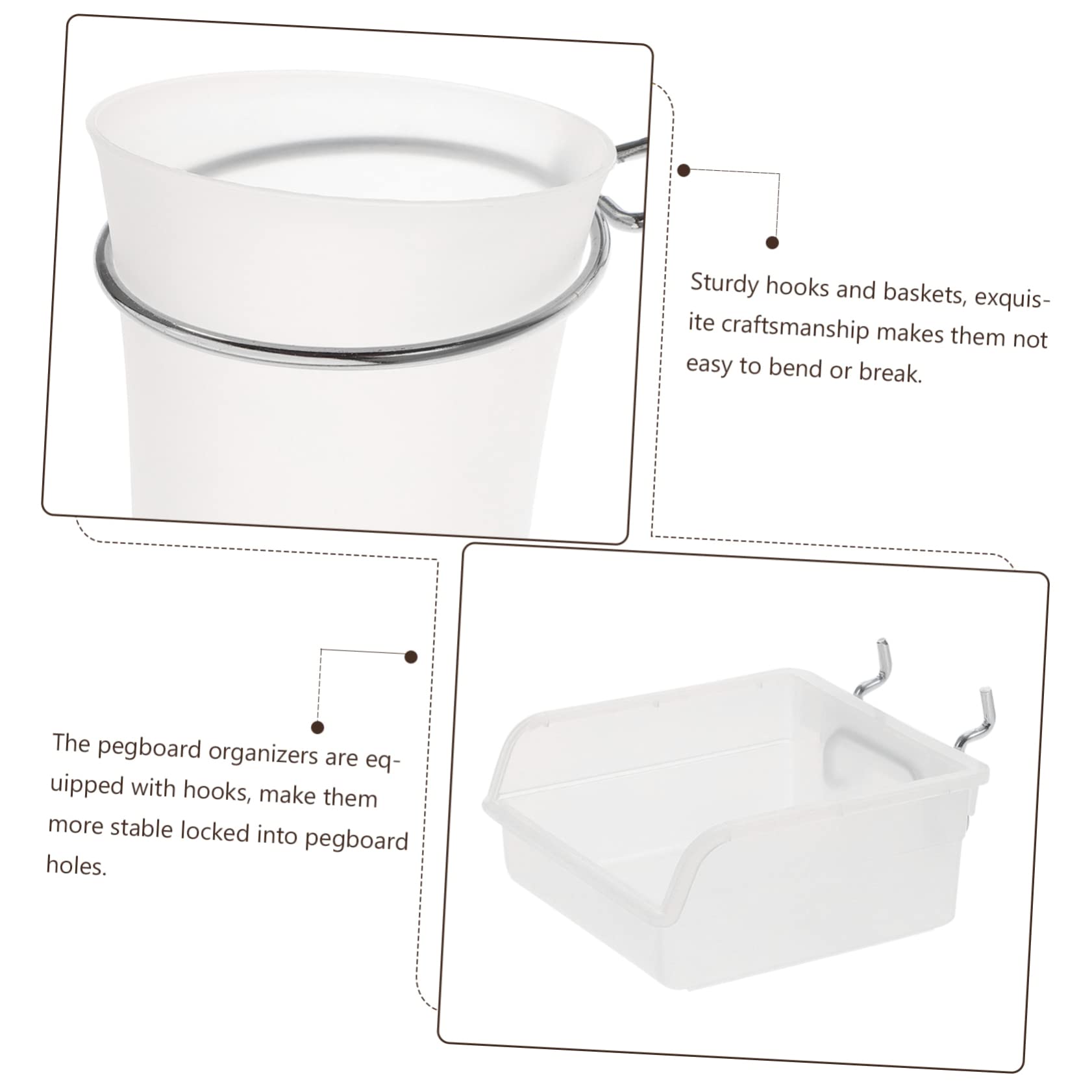 Unomor 1 Set Small Parts Storage Organizer Garage Accessories Organiser for Garage Pegboard Hooks Peg Board Mounted Holders Accessory Organization Fastener Storage Parts Bins Steel