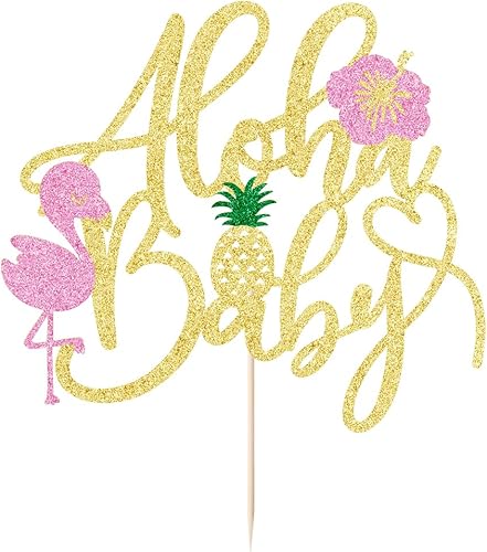 Miniatura 2 de Kaoenla Aloha Baby Shower - Decoración para pastel de baby shower, temática de flamenco hawaiano para niños y niñas, suministros decorativos