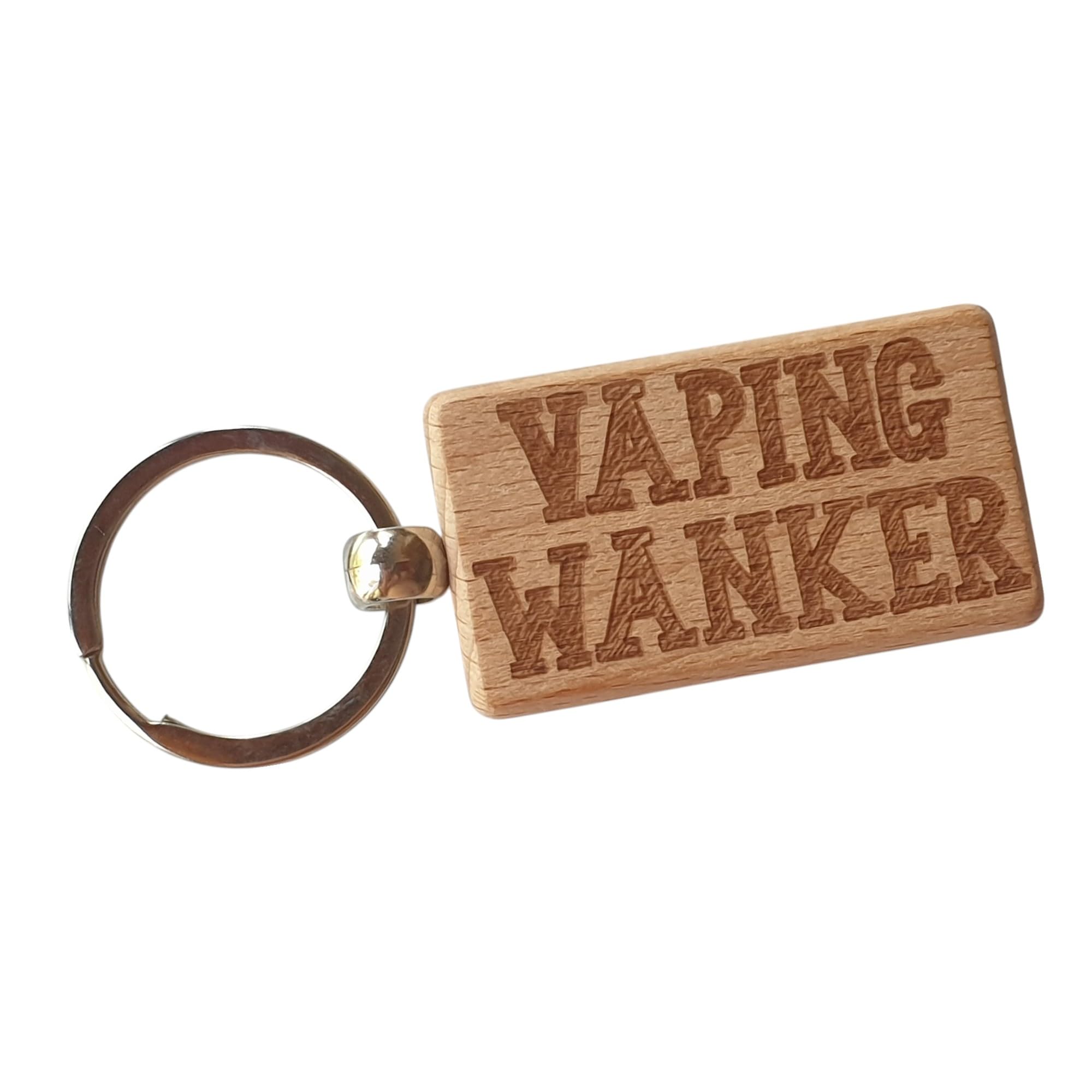 Decalarama Brown Vaping Keyring Gift Vaping Wanker Nice Wooden Cute Engraved Wood Key Fob Novelty Present