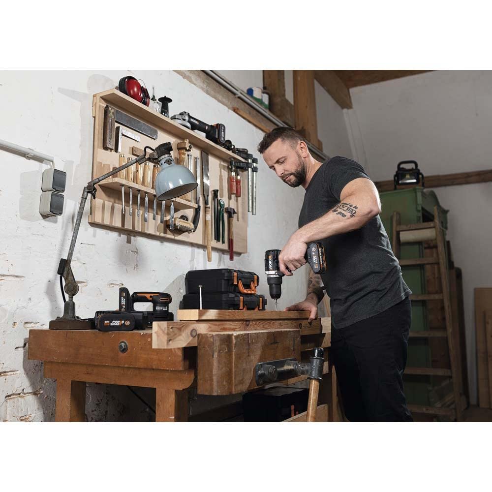 WORX Taladro atornillador Brushless 20V | PowerShare | WX102-2 baterías 2Ah, cargador y maletín | motor sin escobillas, portabrocas metálico | 2 velocidades, carcasa de engranajes metálica