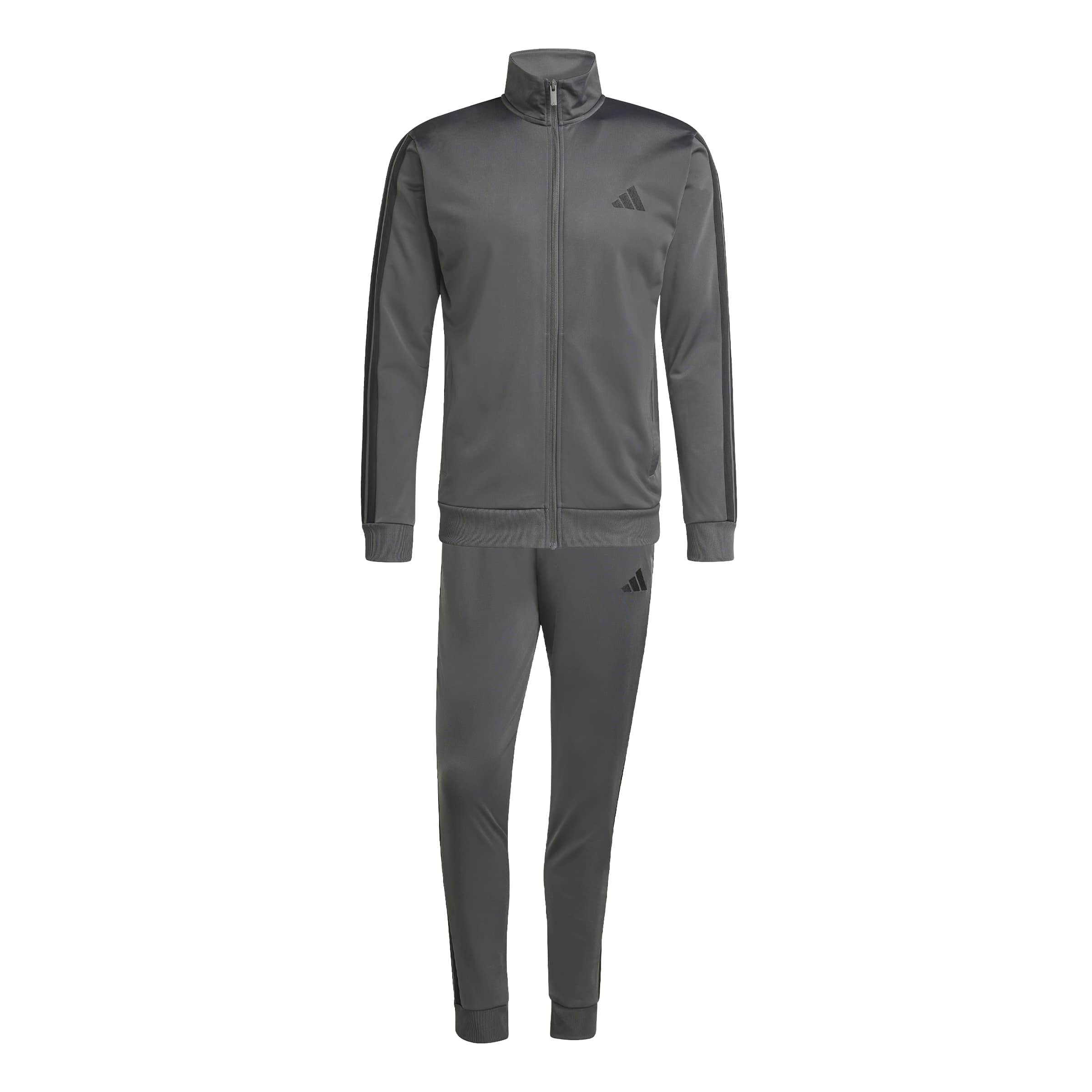 adidas Men's SPORTSWEAR BASIC 3 STRIPES TRICOT TRACKSUIT, grey six, L Tall