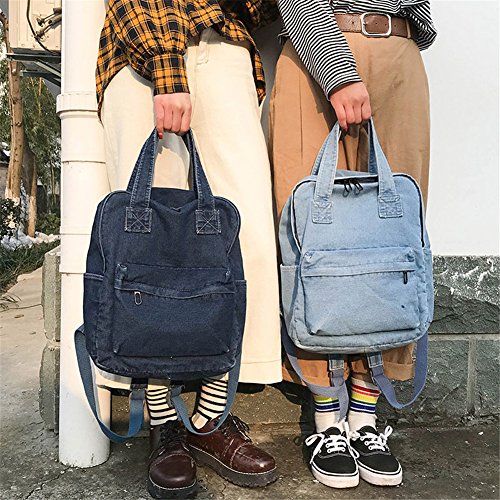 Image of MaxxCloud Vintage Denim Laptop Backpack Casual Canvas Daypack Handbag Purse Lightweight Rucksack Shoulder Bag