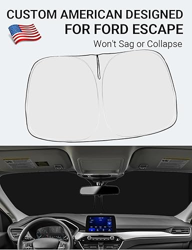 Miniatura 2 de Proadsy Parasol para parabrisas Ford Escape 2020-2025 de ajuste personalizado, 4 capas, plegable, protector de parasol frontal que bloquea los rayos