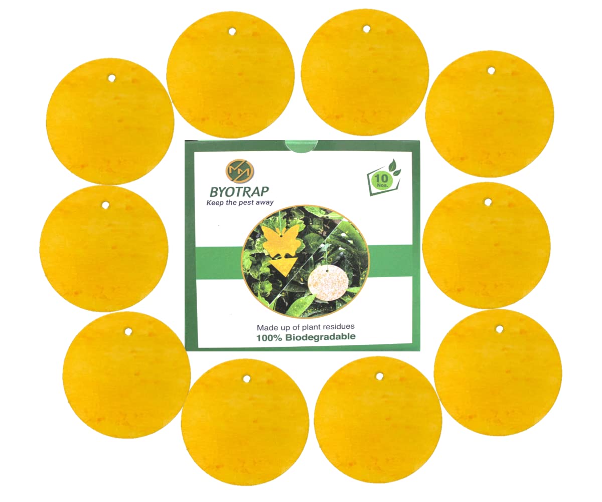 Biodegradable/Compostable, Completely Organic, Plastic Free Sticky Traps, Round Design Yellow Color with Ties for Home & Gardens, Flowers & Vegetable Gardens, Terrace Garden, (Pack of 10 pc) (B0B828V5G5) Amazon Price History, Amazon Price Tracker