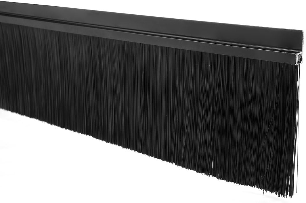 uxcell Door Bottom Sweep H-Shape Aluminum Alloy Base with 3.6-inch Black Nylon Brush 39-inch x 4.4-inch