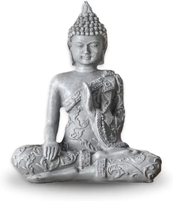 Zen'Light Grey Buddha Statue - Zen Meditation Figurine for Feng Shui Decoration