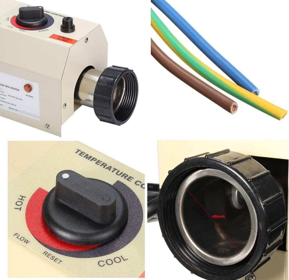 Beacon Pet Pool Heater Thermostat 220V 3KW Portable Pool Heaters Electric Water Heater Thermostat Heater Pump for Swimming Pool SPA Bath