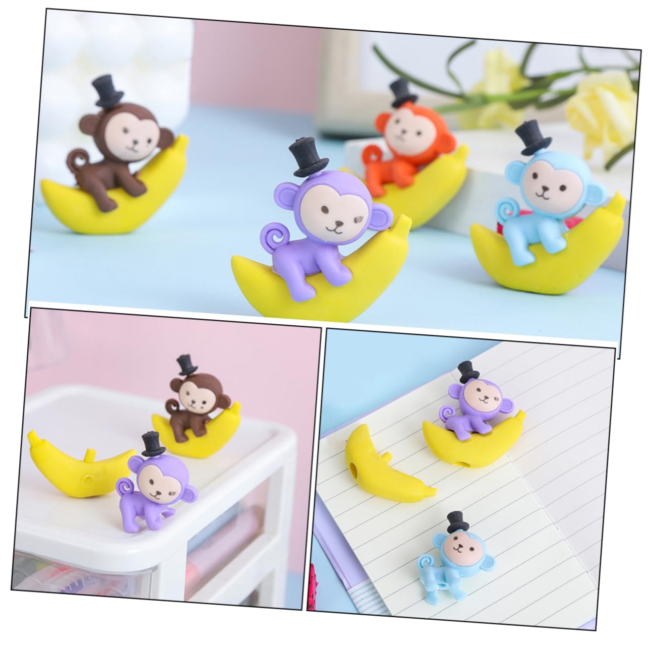 Gomme da Cancellare Tpr Scimmia Banana 48 Pezzi per Studenti | Cartoon, Animali Simpatici, Accessori di Cancelleria per Uso Scolastico Colore Casuale