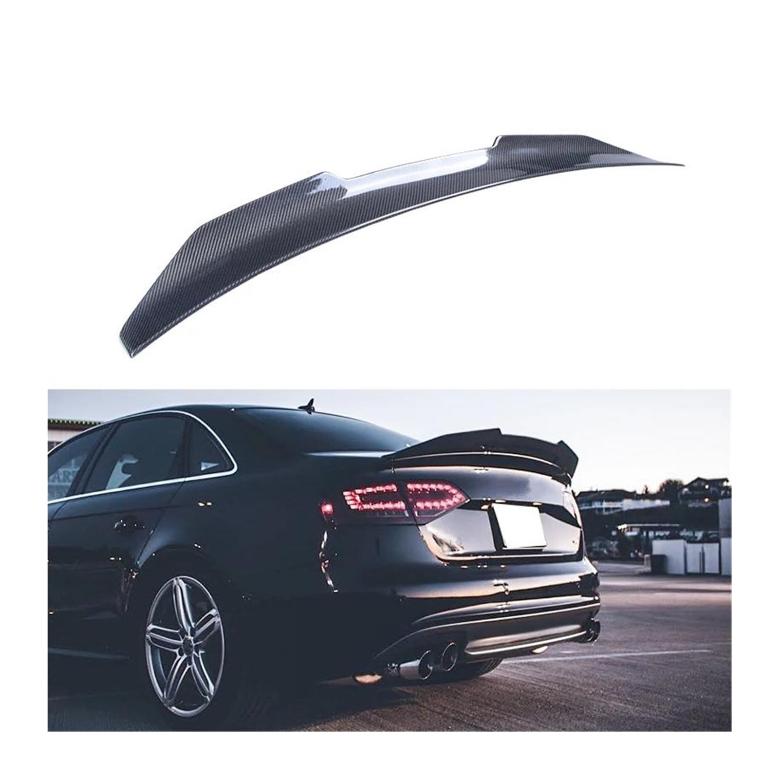 Dla AUDI A4 B8 Sedan 2008-2011 PSM Style Carbon Fiber Rear Spoiler Trunk Wing Tylny Spojler Dachowy
