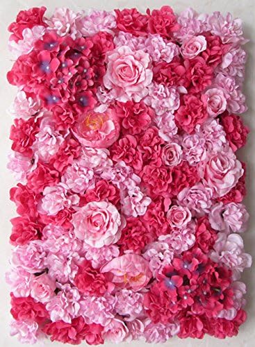YIZHIHUA 40X60cm Artificial Silk Rose Flower Wall Decoration Decorative Silk Hydrangea Wedding Decoration Backdrop (Red+Pink)