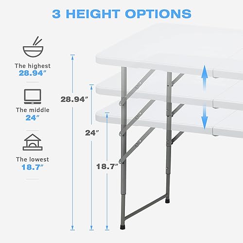 Miniatura 5 de EROMMY HDPE - Juego de mesa plegable de picnic con 4 sillas plegables juego de mesa de tarjetas de 4 pies portátil y ligero adecuado para camping