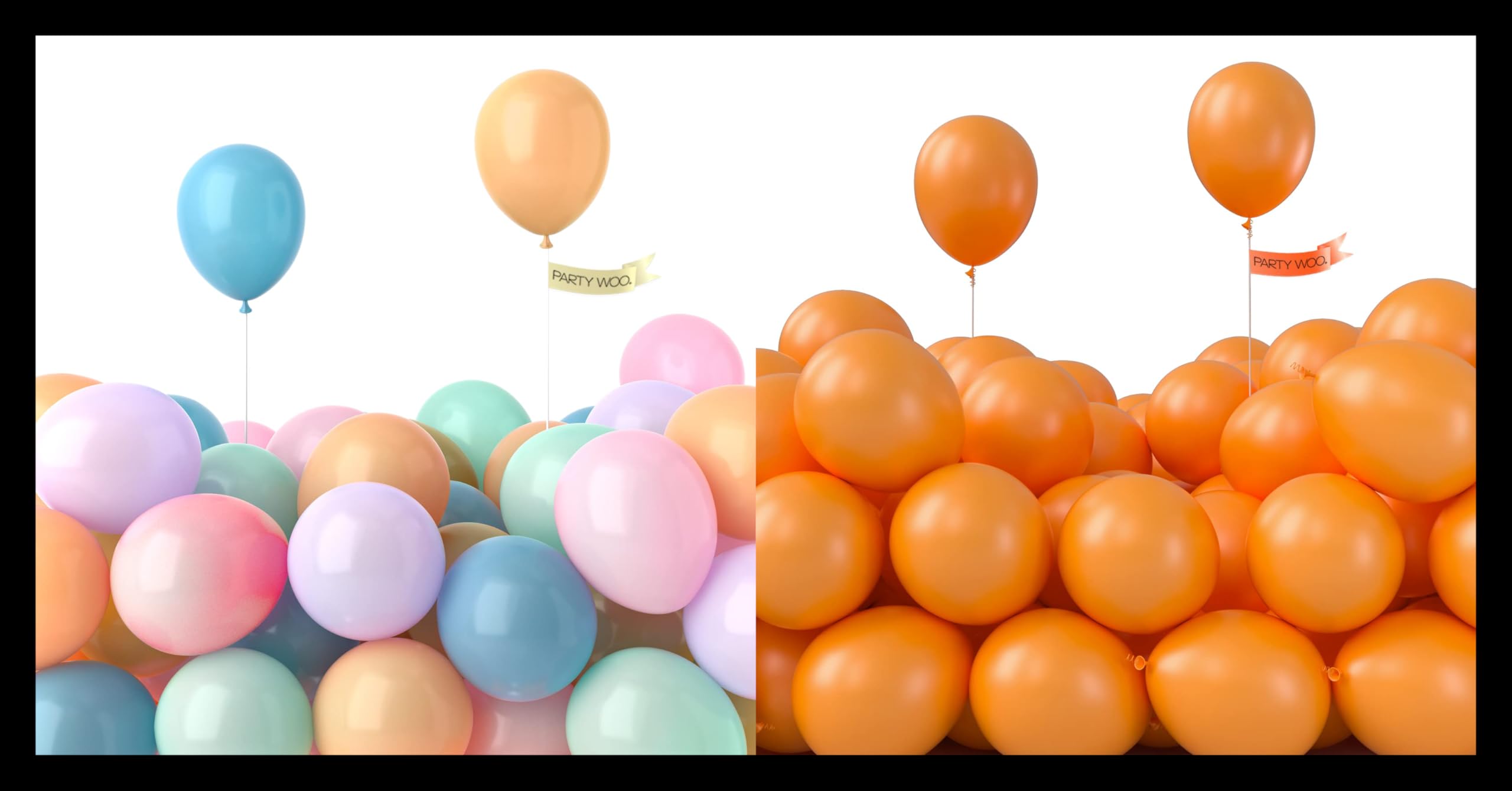 PartyWoo Pastel Balloons 100 pcs 5 Inch and PartyWoo Tangerine Orange Balloons 100 pcs 5 Inch