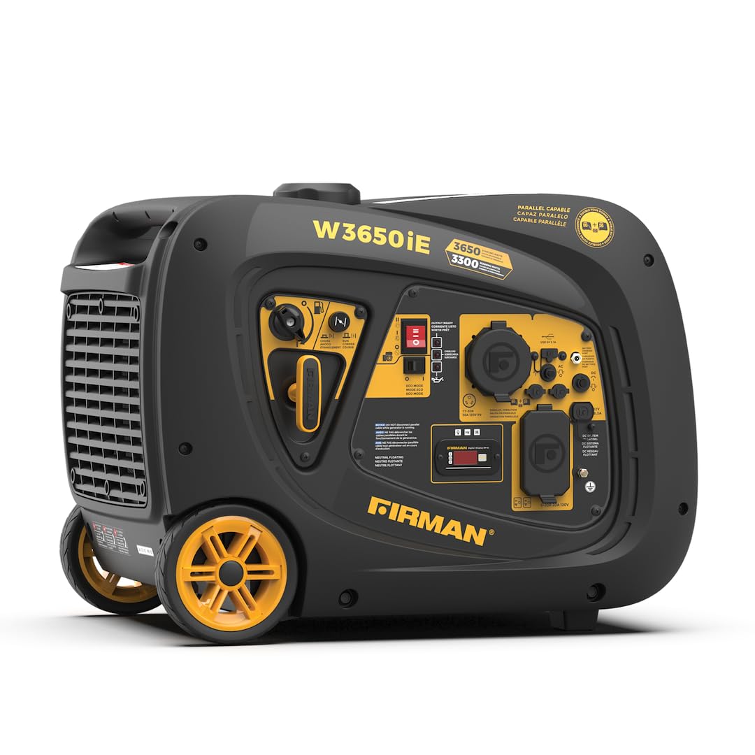 Firman W03382 Inverter 3650/3300W Electric Start Gasoline Powered Parallel Ready Portable Generator Black