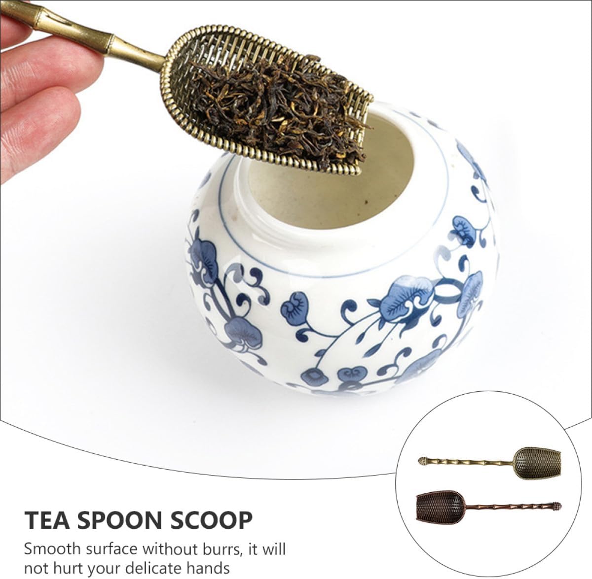 Ipetboom Metal Tea Scoop and Long Handle Tea Spoon Set 2pcs Vintage Red and Blue and Measuring
