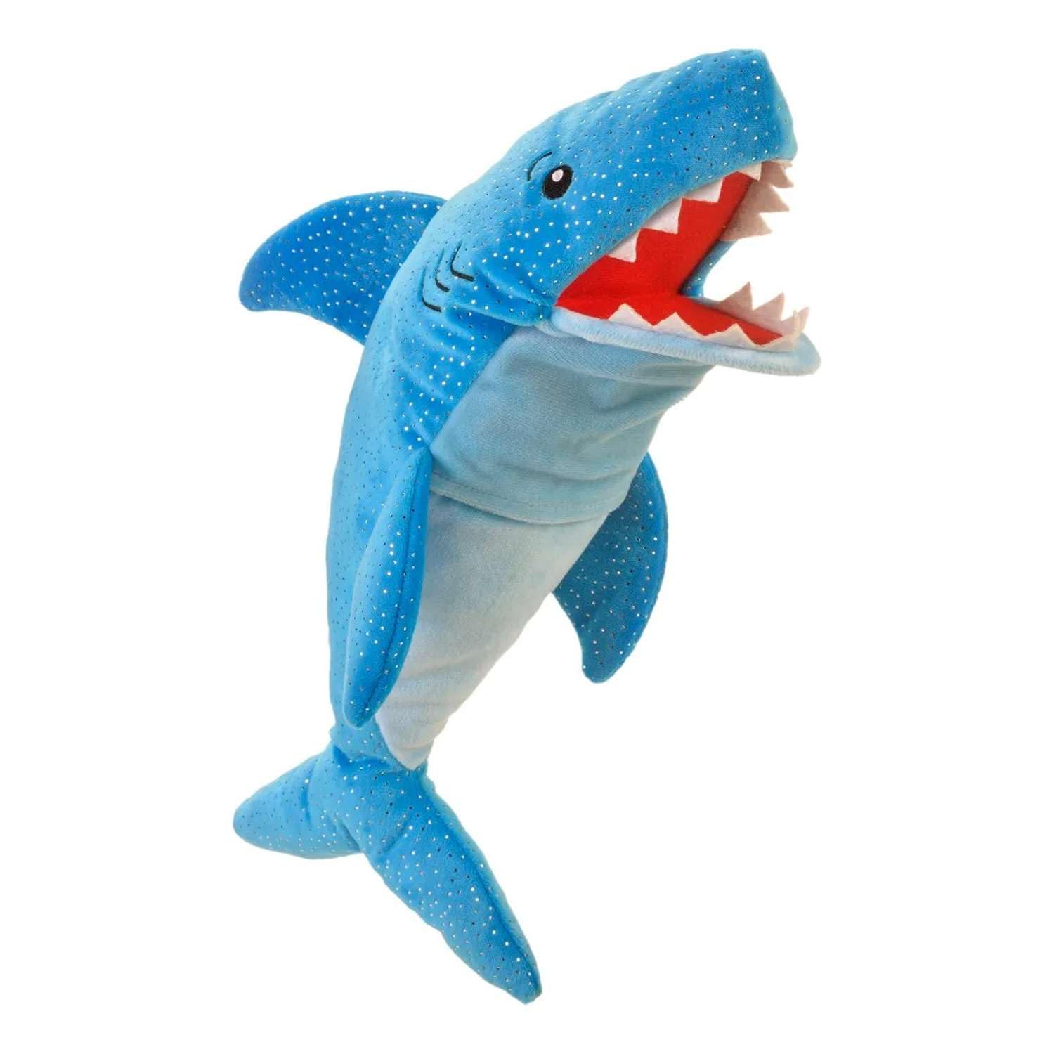 Fiesta Crafts Shark Hand Puppet Toy for Kids - Soft Hand Educational Plush Animal Puppet Toddler Toy for Development of Skills, Communications and Storytelling for Ages 2 to 9 Years