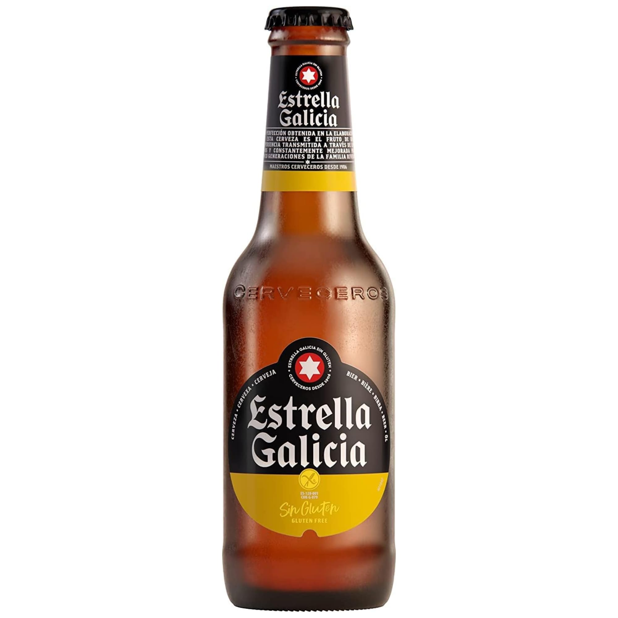 Estrella Galicia Sin Gluten - Cerveza Lager, Pack 24 x 25 cl, 5,5% Vol