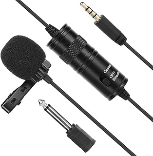 Lavalier Lapel Microphone, Professional Omnidirectional Condenser&Clip-On Microphone, Universal and Video Recording Mic Microphone for Vlog Live/Smartphones, SLR Cameras,Computers