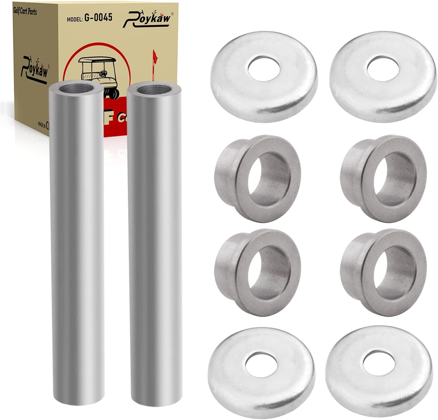 Roykaw G22/G29 King pin and Bushings Kit Includes Steering Knuckle Outer Cover, Spindle Tube Spacer for Gas & Electric Golf Cart, Replaces OEM # 2NL-23448-00-00, 90381-17067-00, 2NL-23517-00-00