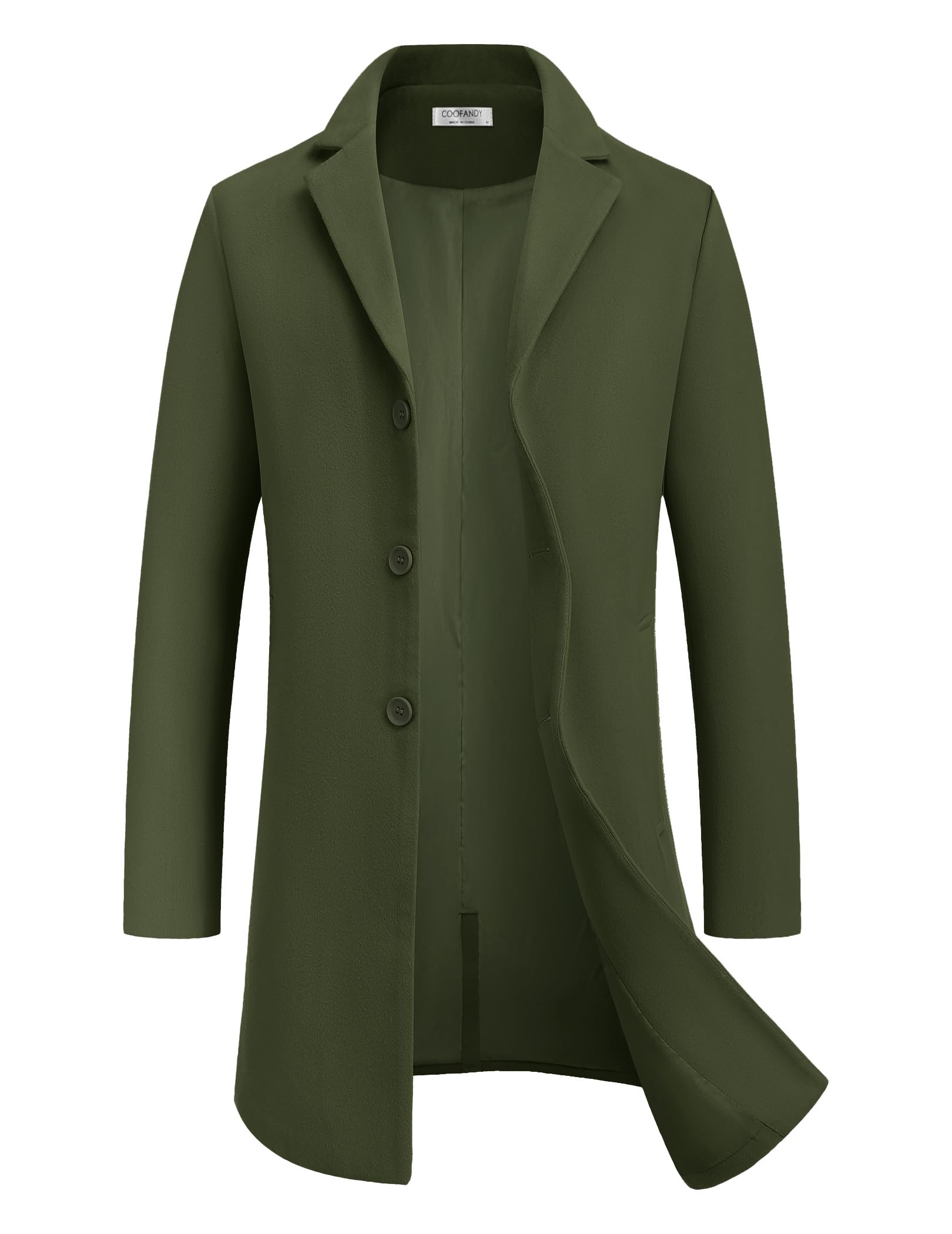 COOFANDY Mens Wool Blend Coat Winter Trench Coats Notched Lapel