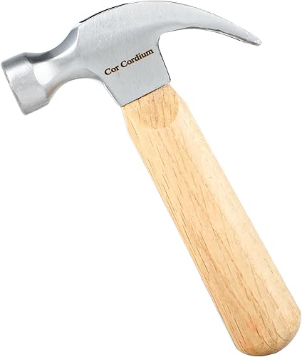 Cor cordium Martillo, martillo de garra con mango de madera y cabeza de martillo de acero, martillo pequeño de 8 onzas para casa y bricolaje, CH01