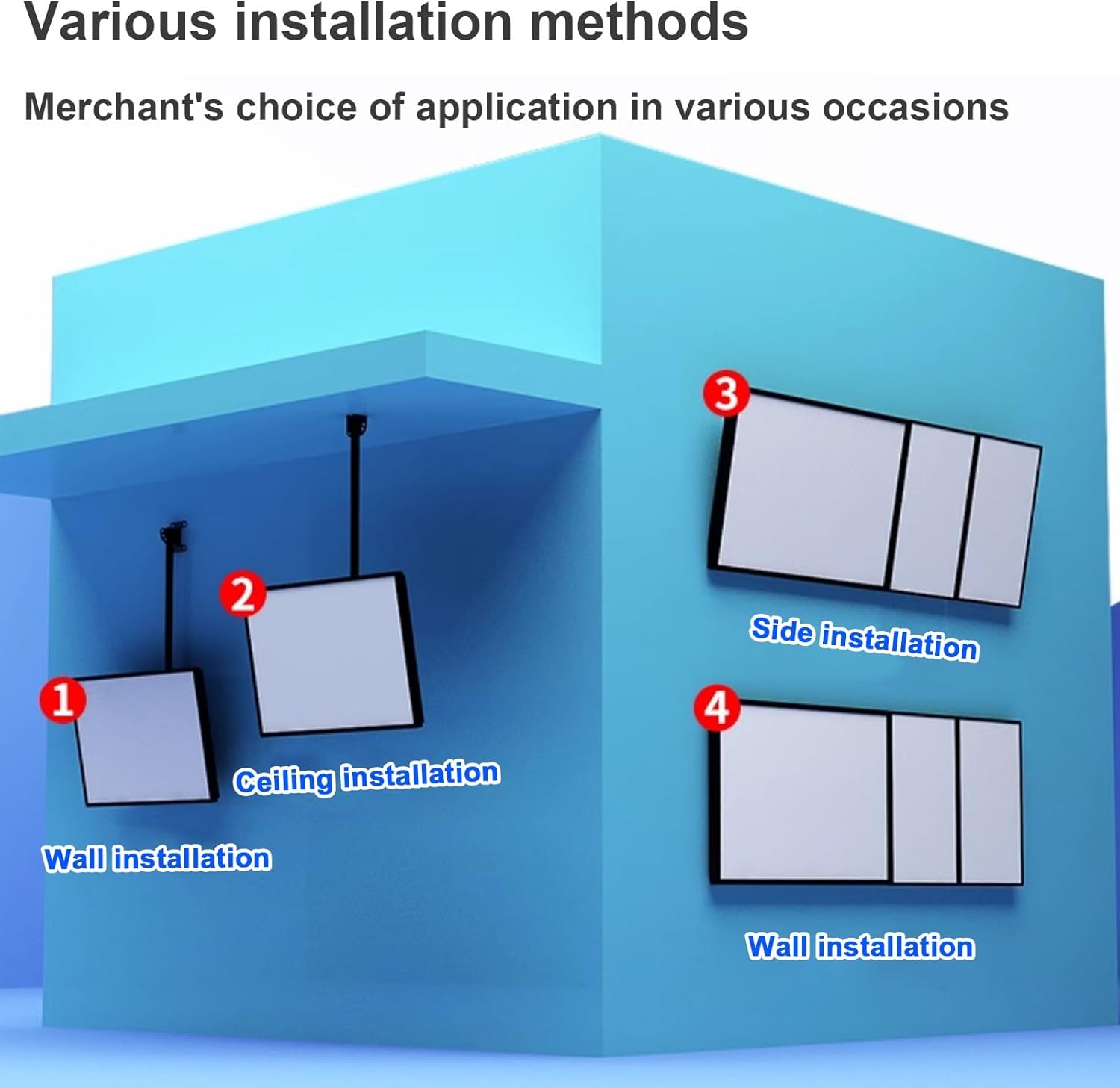 LED Restaurant Menu Board with Telescopic Bracket, Commercial Display Advertising Screen Metal Material Stable Structure Multiple Installation Methods Easy to Assemble Commercial Use(Vertical s