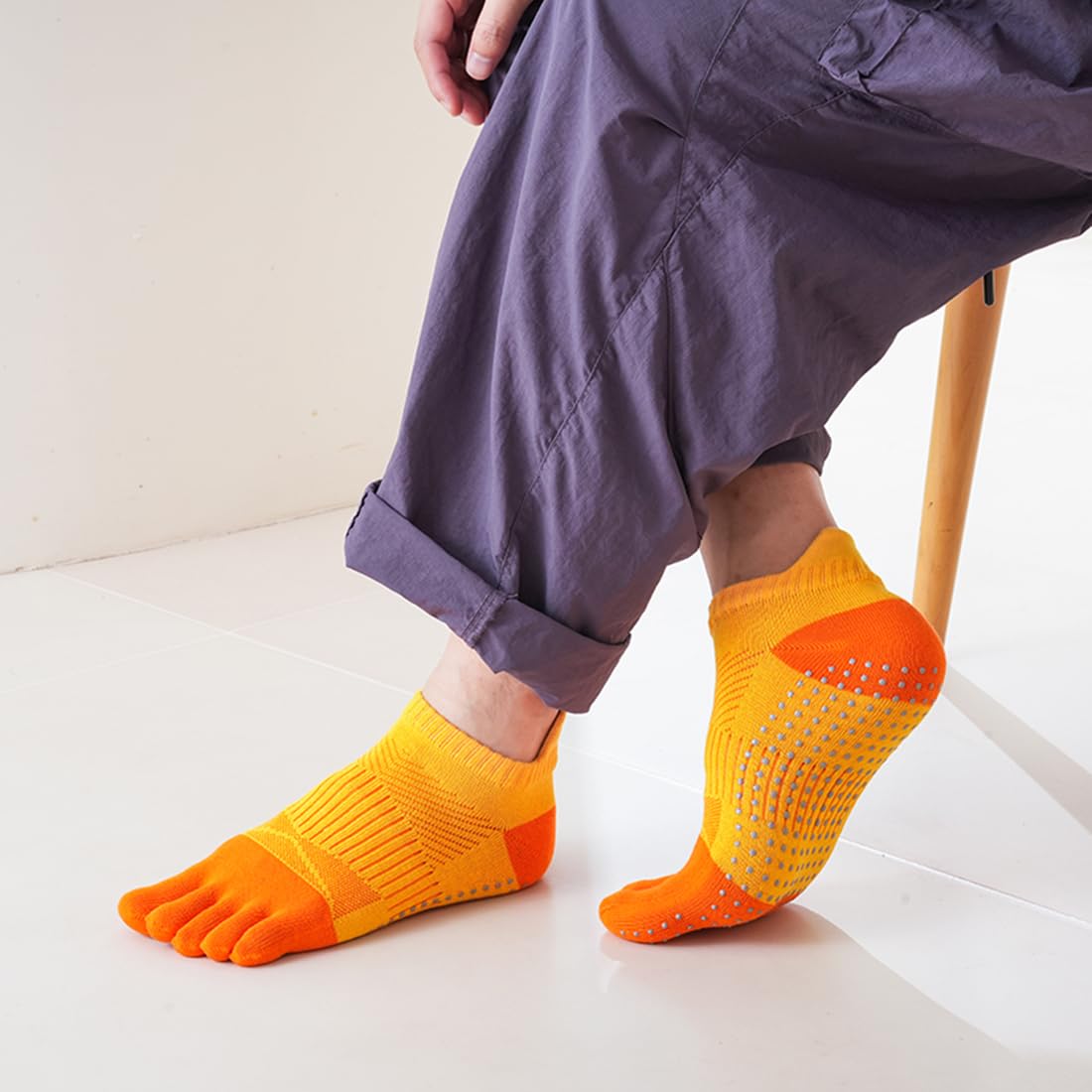 Lot de 5 paires de chaussettes antidérapantes pour homme - Pour pilates, yoga, football, basket-ball