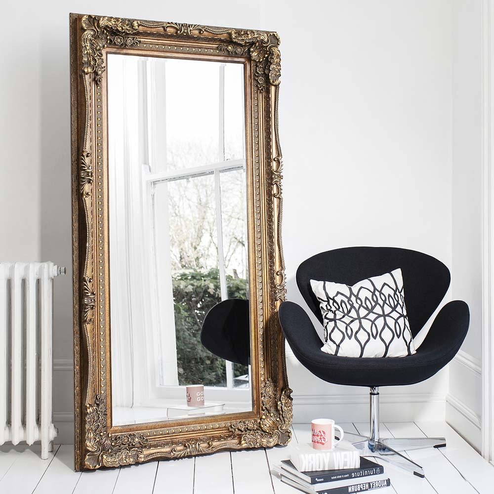 Agenzia 14 Gold Antique Ornate Carved French Frame Full Length Leaner Mirror 173Cm X 87Cm Extra Large