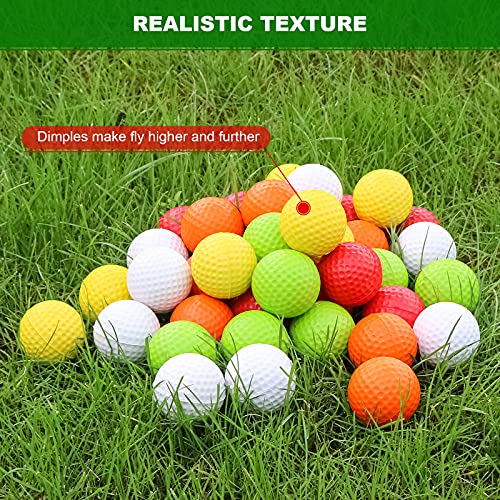 Image of 40 Pack Foam Golf Practice Balls - Realistic Feel and Limited Flight Training Balls for Indoor or Outdoor (5 Color, 8 Pack of Each Color)
