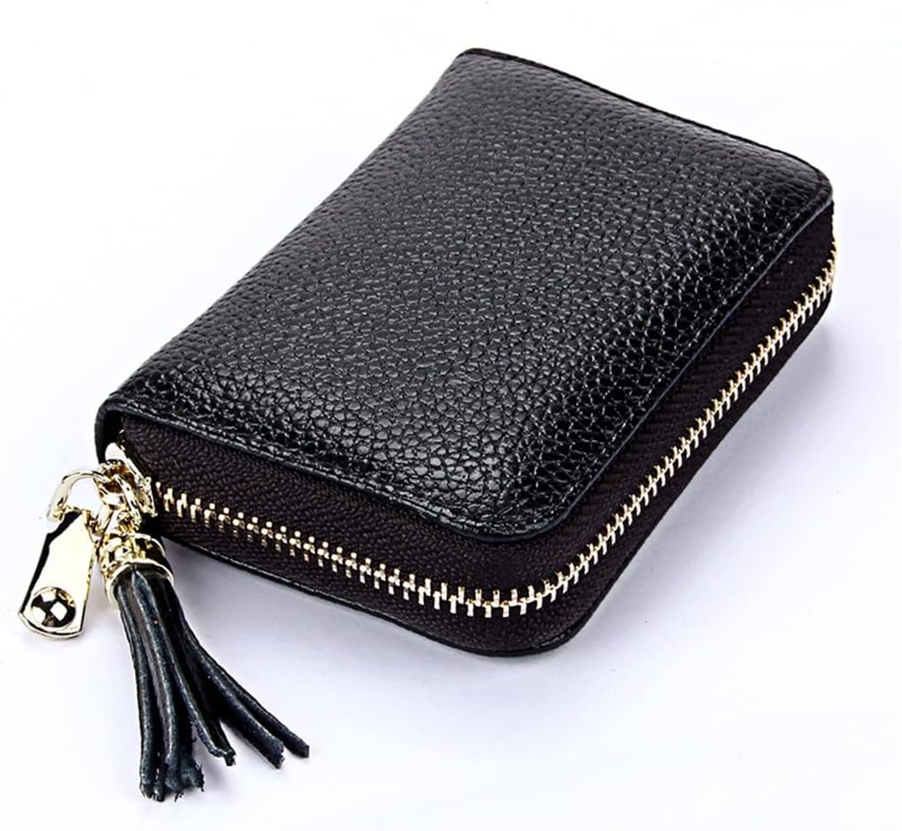 Men's Leather Card Case Large Capacity Long Card Bag Zipper Multi-Card Ladies Wallet，D-As Shown in The Picture