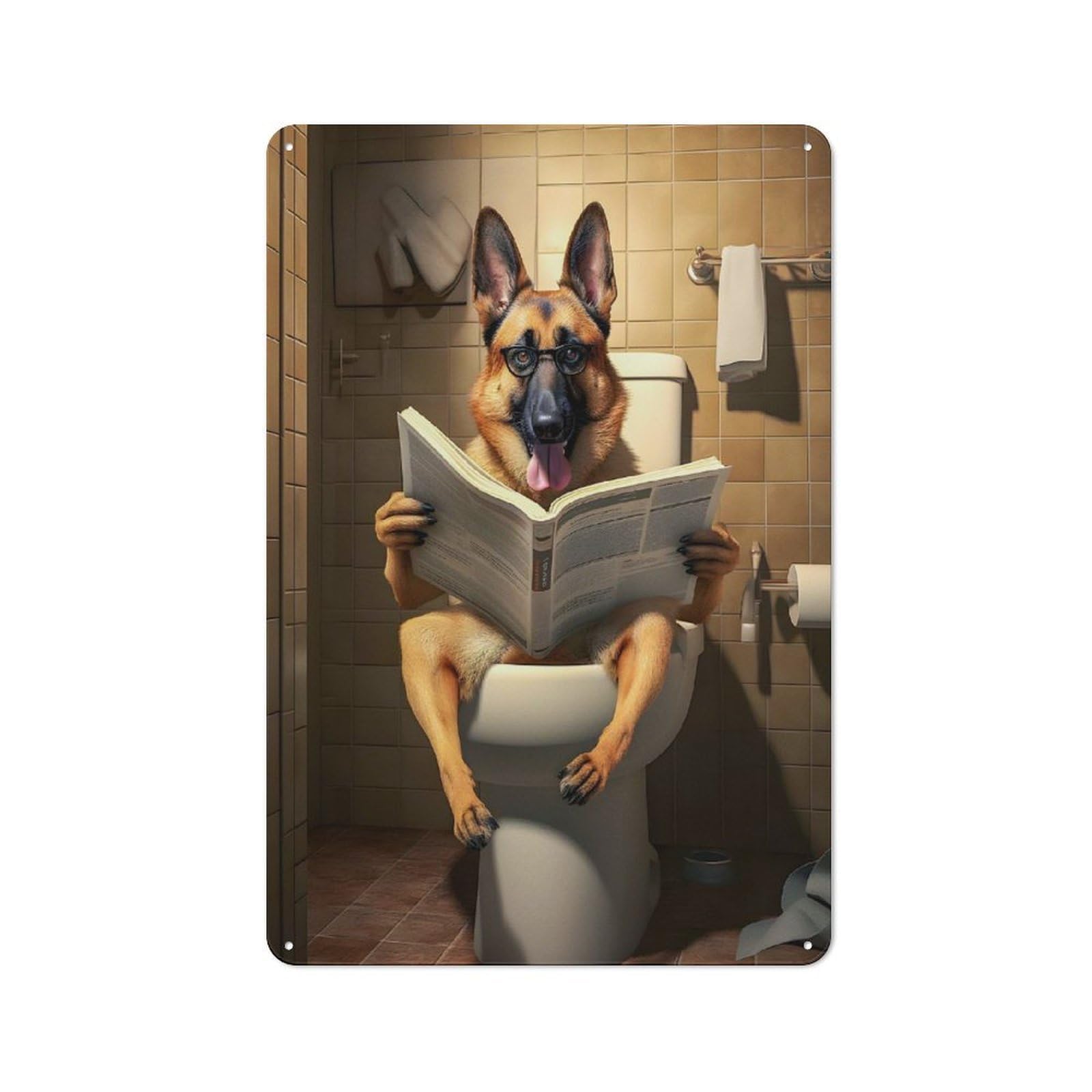 Junmoney Cute Labrador Dog In Toile Vintage Metal Wall Decor 30X20cm, Metal Gift Sign For Hallway, Home Bar, Garage Or Study