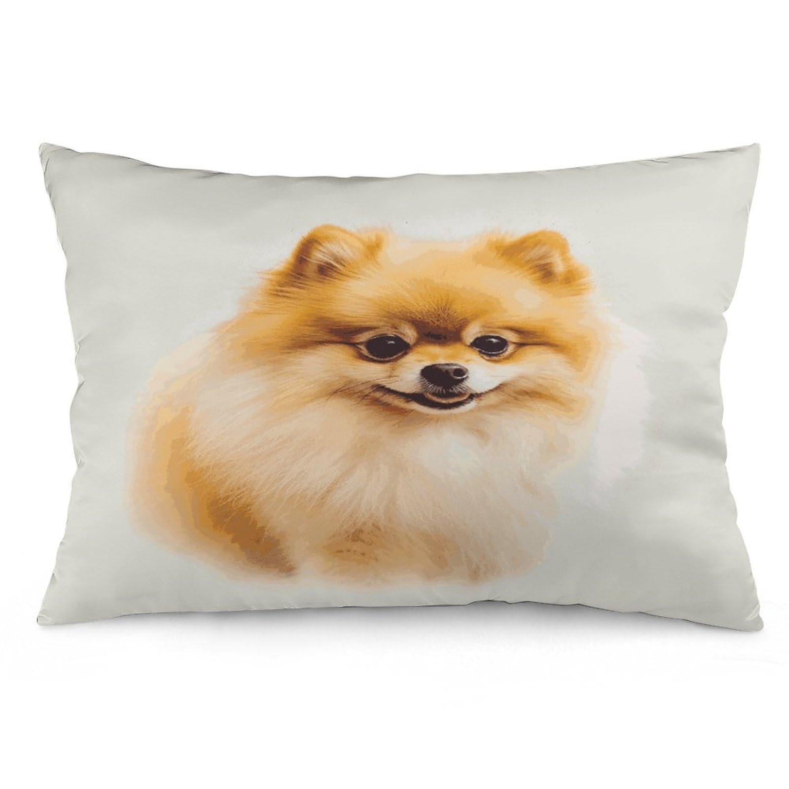 Yellow Pomeranian Throw Pillow Covers with Silent Zipper Polyester Pillow Protectors Removable Pillow Cases Soft Pillowcase Cozy Pillow Sham Cushion Cover for Sofa Car Bed 12 "x20