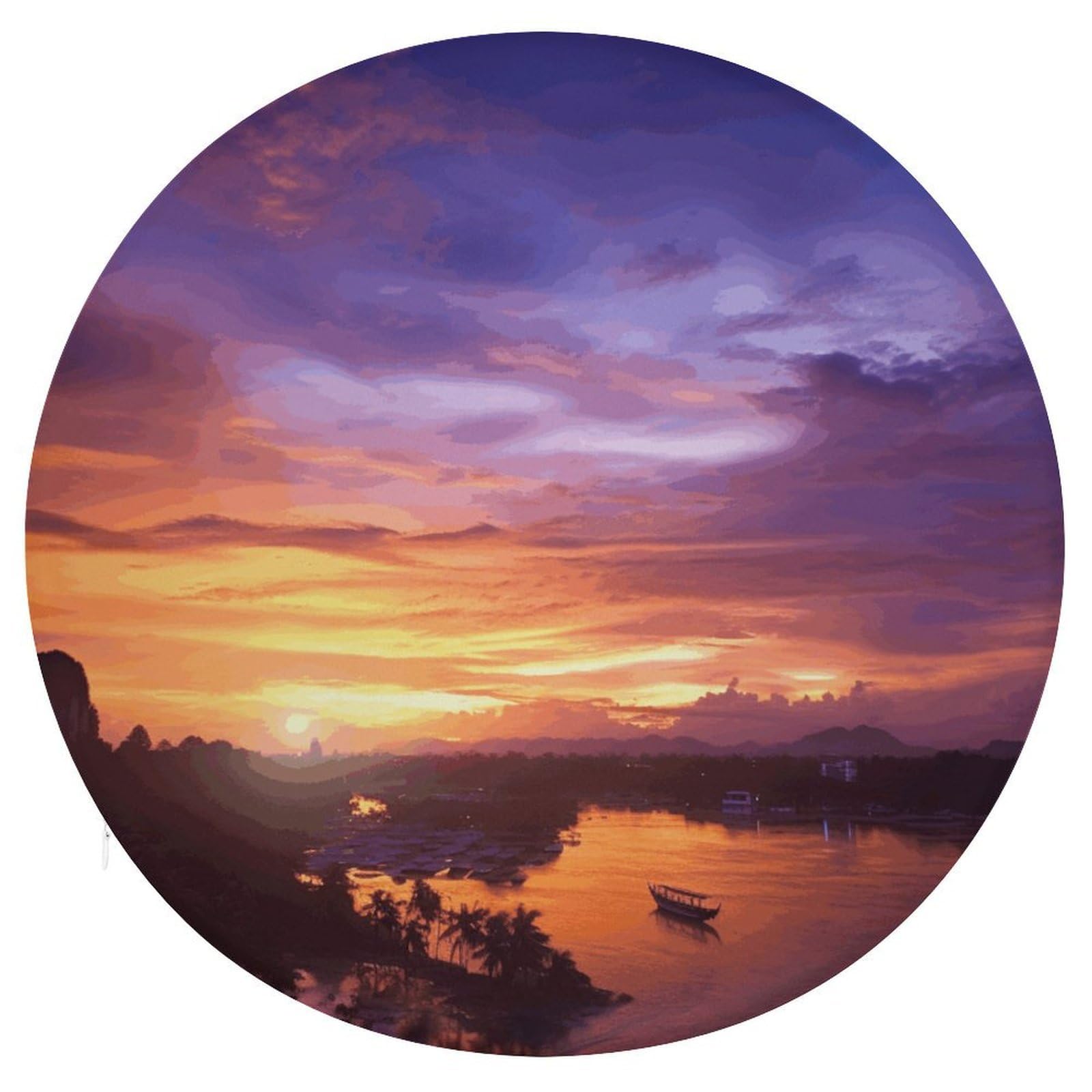 Wsoihfec Style Beautiful Sunset At Thailand Seat Cushion Round Chair Pad