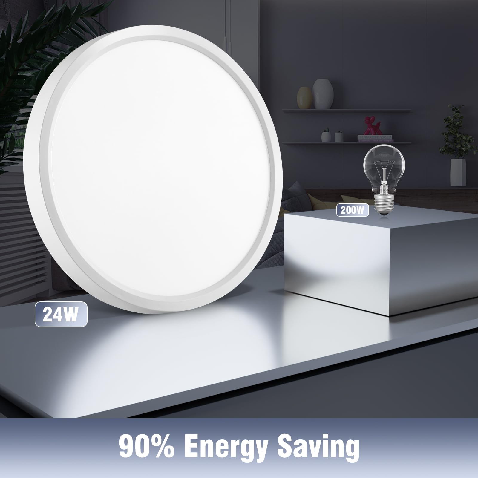 Plafonnier LED avec Détecteur de Mouvement Radar, 24W 4000K Blanc Neutre, Lampe de Plafond Ultrafine Ø30CM pour Couloir Escalier Cuisine Balcon Débarras