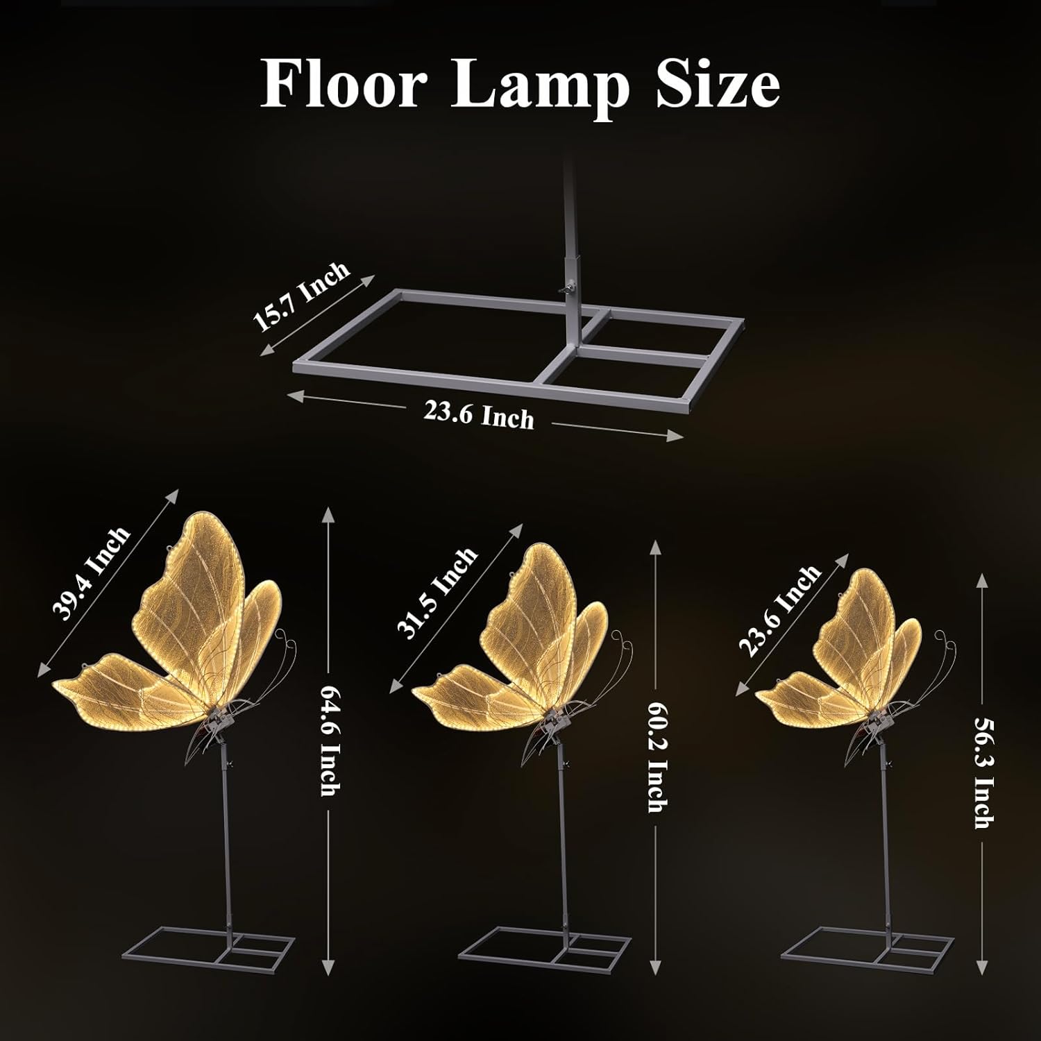 Wedding Electric Butterfly Floor Lamp: Giant Moving LED Butterflies Decoration with Movement & Lights Up - Big Movable Butterfly Props with Flapping Wings - for Birthday Party (Warm Light, 39.4 IN)