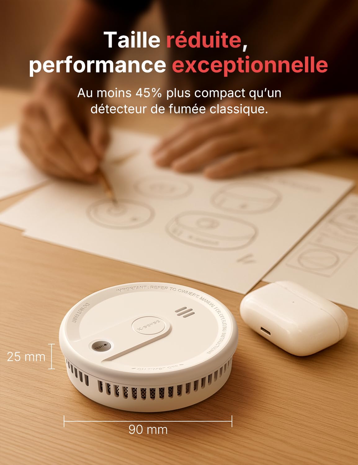 Détecteur De Chaleur X-Sense XH02 Avec Batterie Scellée 10 Ans - Classe A1, Bouton Silence, Alarme 85 DB