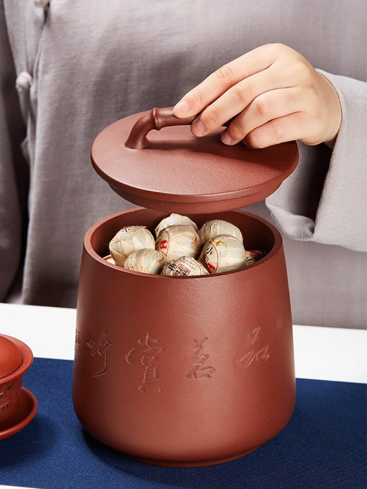 Ceramiczny pojemnik na herbatę chiński styl domowy przechowywanie herbaty słoik fioletowy piasek czarna herbata słoik na herbatę odpowiedni dla rodzin, hoteli i kawiarni pojemnik do
