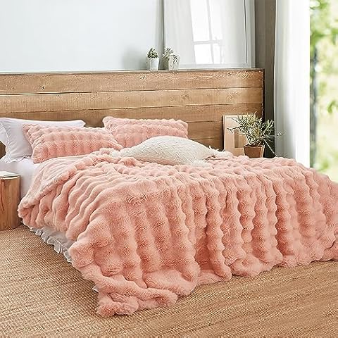 LLanCL Faux Fur Throw Blanket,Luxury Ultra Soft Cozy Fluffy Shaggy Throw Blankets, Plush Fuzzy for Couch,Sofa,Bed(60"x80",Pink) Cover
